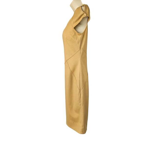 Diane Von Furstenberg Helen Wool Knit Mini Sheath Dress Size 6 Cap Sleeve Beige - Picture 9 of 10